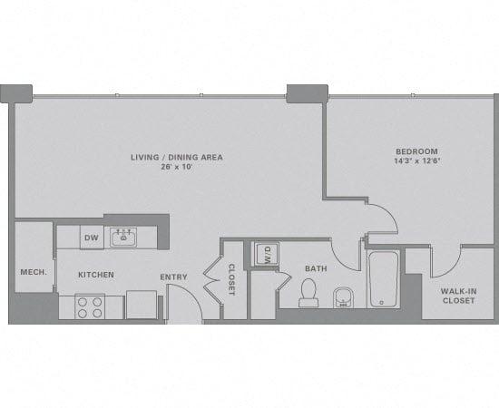 Floorplan for Apartment #01-511, 1 bedroom unit at Halstead Haverhill